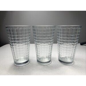 Vintage Libbey Horizontal Band HOOPS Ice Tea Tumbler Cooler Glass 16oz Set of 3